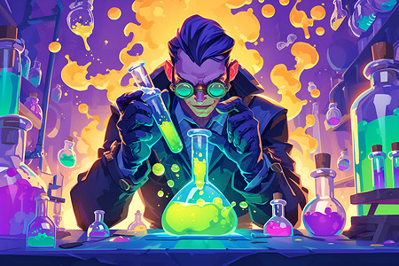 化学品疯狂的科学家插画