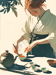 女人茶道表演背景图片