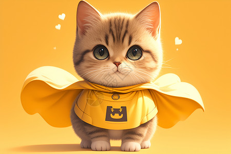 我们的超级英雄可爱小猫超级英雄插画