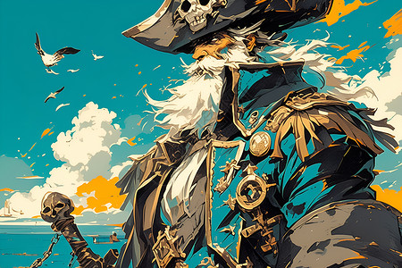 海盗湾勇敢无畏的海盗船长插画