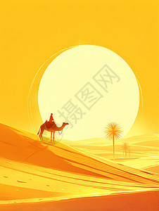 夕阳下的沙漠背景图片
