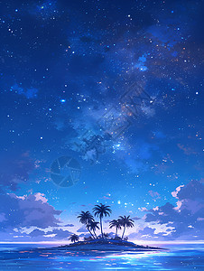 星夜照亮荒岛背景图片