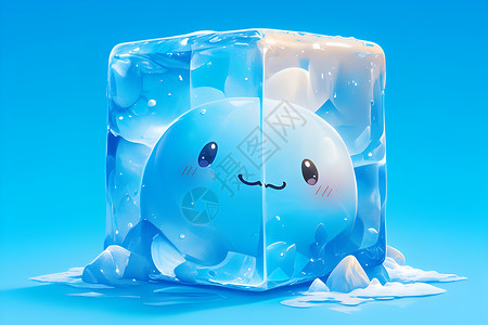 蓝色的冰块表情包背景图片