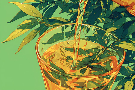 植物蛋白饮料清澈茶水插画
