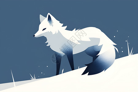 白色狐狸在雪山上背景图片