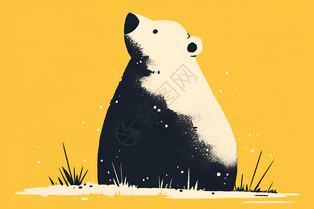 草地上的北极熊背景图片