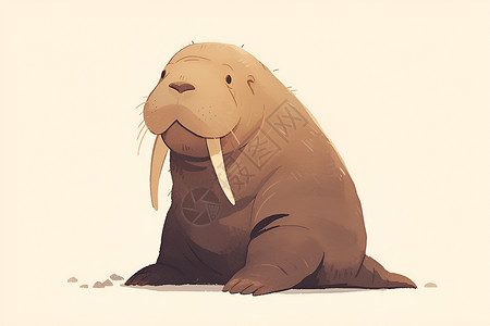 椭圆形海豹可爱的海象插画插画
