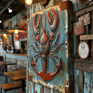 餐厅的龙虾招牌背景图片