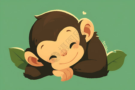 猴子头像熟睡的卡通猴子插画