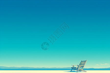 沙滩远景晴空下的椅子插画