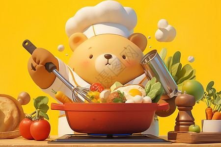 熊厨师烹饪可爱厨师熊高清图片