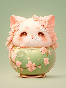 花瓶里的小猫咪背景图片