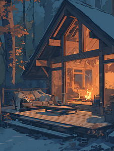 温馨舒适的小木屋背景图片