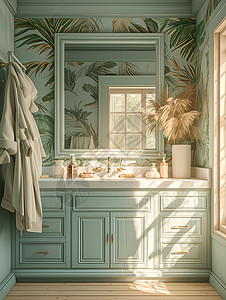 古色古香的浴室背景图片