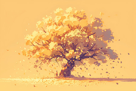 绘画的树木插画背景图片