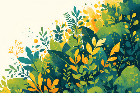绘画的绿色植物背景图片