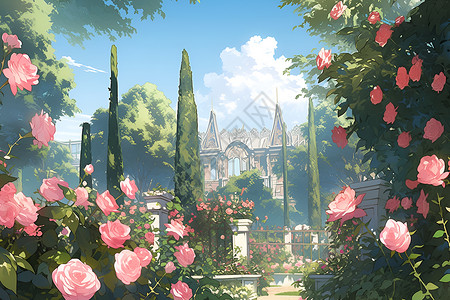 玫瑰花园背景图片