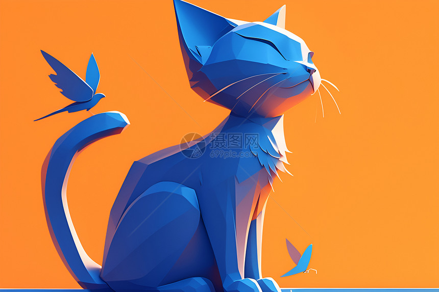 蓝猫插图图片