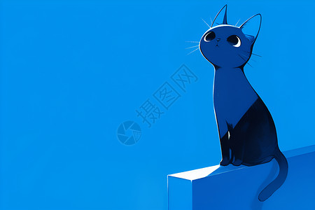 蓝猫耳神秘蓝猫插画