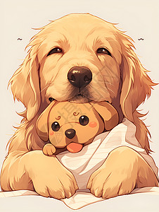动物温馨拥抱可爱卖萌的小狗插画