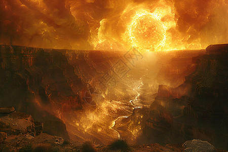 日出峡谷背景图片