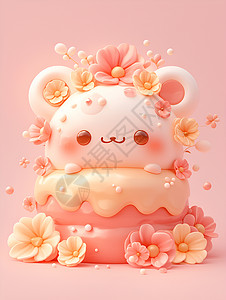 带花朵蛋糕好吃的蛋糕插画