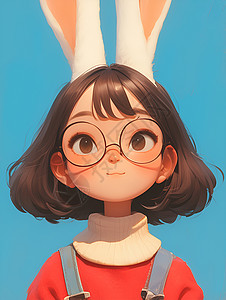 一个兔 女孩背景图片