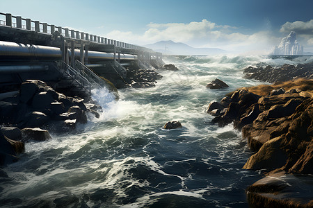 水库捕鱼海洋潮汐能电厂设计图片