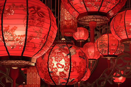 中国流苏红灯笼的艺术之美背景