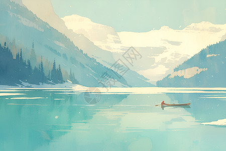 寂静湖面的一叶小舟背景图片