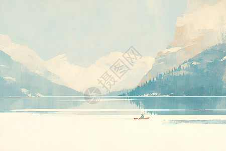 寂静之湖上的孤舟背景图片