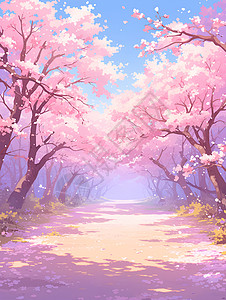 粉樱小径背景图片