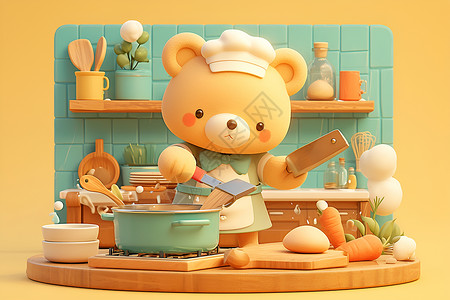 用锅烹饪的熊背景图片