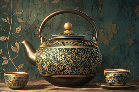 精美茶壶背景图片