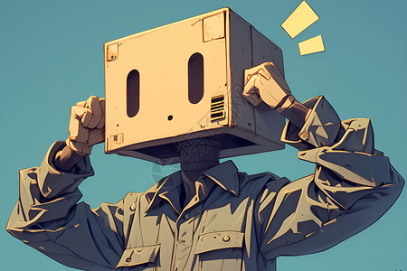 可爱的纸箱机器人纸箱机器人插画