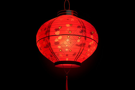 理想照耀中国红灯照耀夜空插画