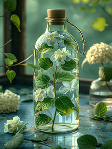 新鲜鲜花植物瓶中的兰花设计图片