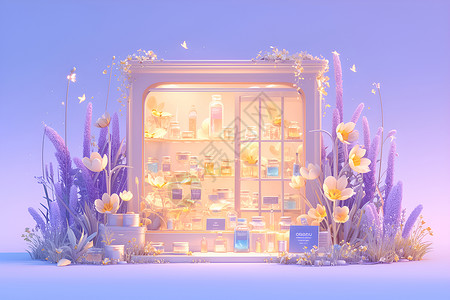 店铺橱窗花园仙子的展示柜设计图片