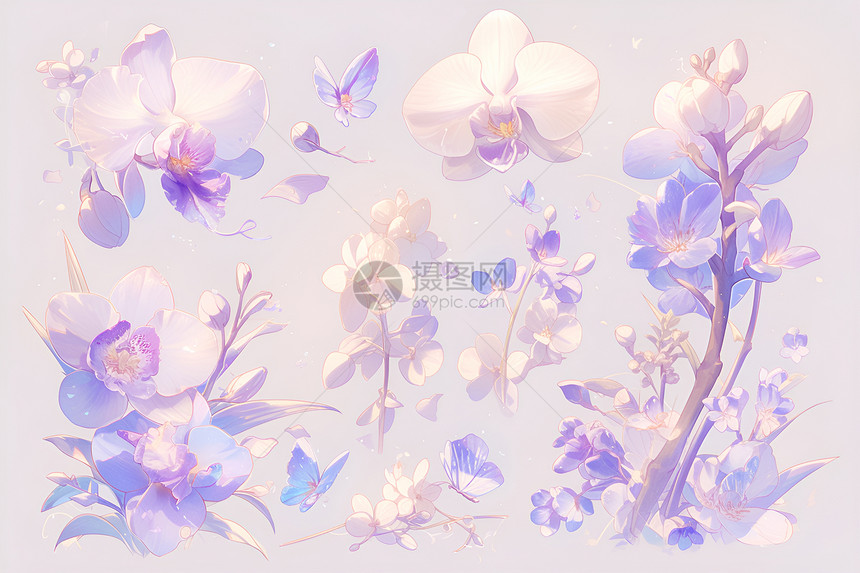 紫色兰花插图图片