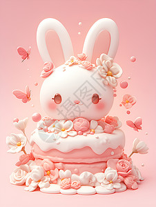 带花朵蛋糕甜蜜的兔子蛋糕设计图片
