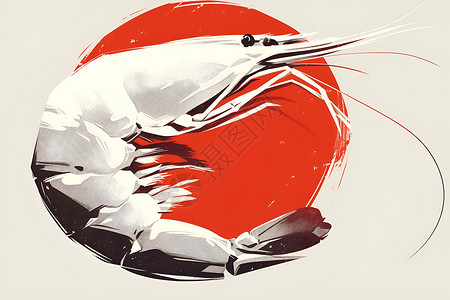 三亚海鲜抽象的虾头插画