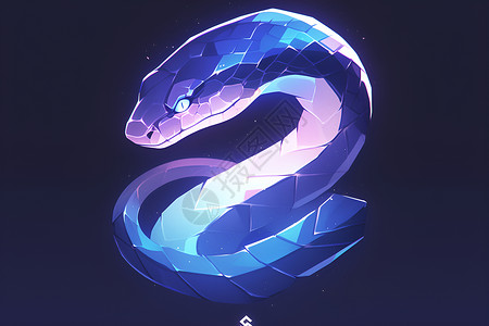 蓝色背景上的蛇形图案插画
