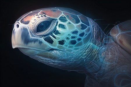头部线条素材海龟头部插画