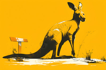 澳洲签证澳洲袋鼠插画