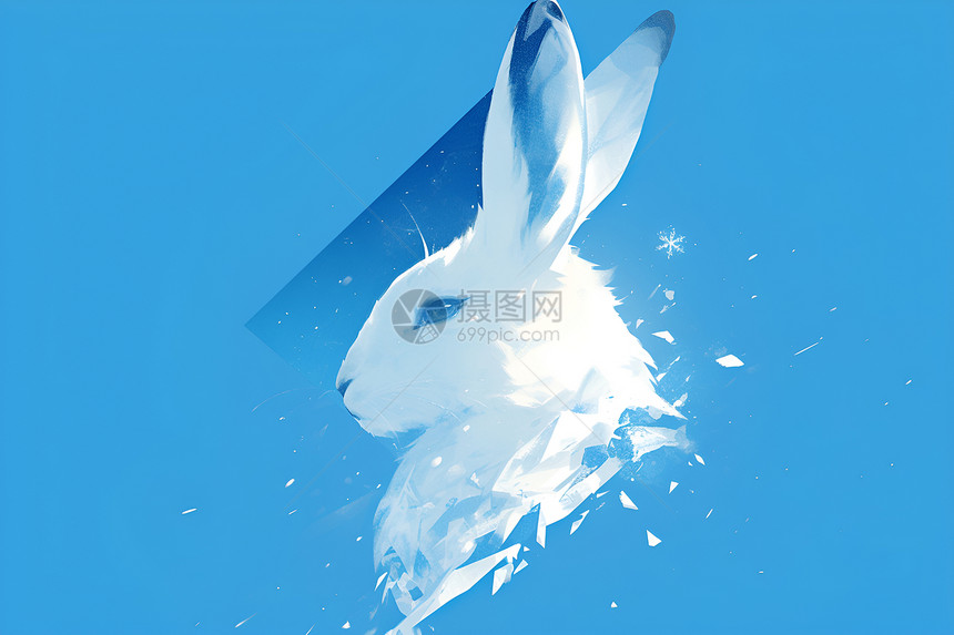雪中白兔飞舞图片