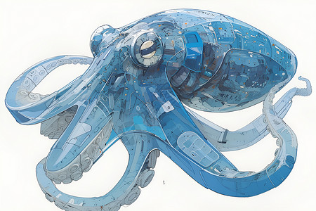 机器人章鱼头背景图片