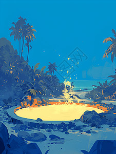 岛屿上隐秘温泉背景图片
