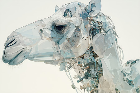 生物机械机器人骆驼头插画