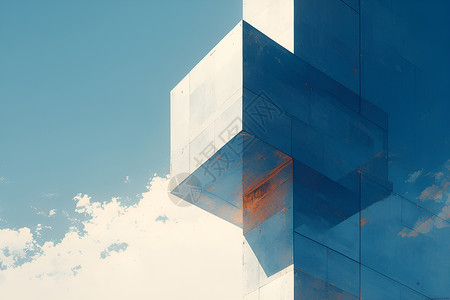 边线重叠重叠和交叉的建筑插画