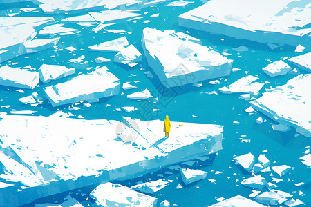 冰冻人浮冰上的人插画